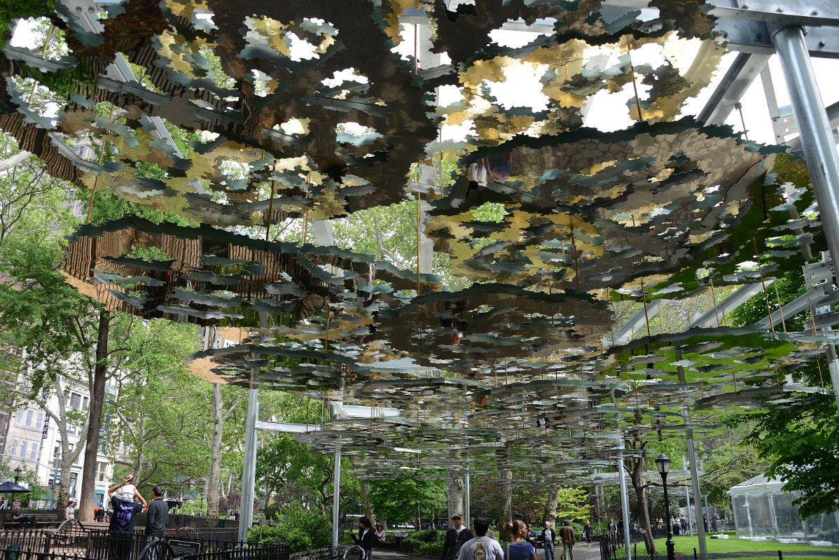 04-03 Fata Morgana Outdoor Sculpture By Teresita Fernandez Consists Of Shimmering Golden Canopies At New York Madison Square Park